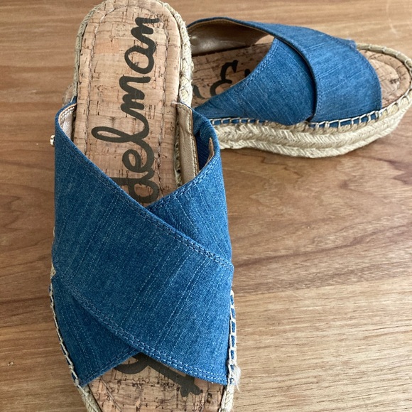 Sam Edelman, denim espadrilles slides.Rare style 6.5 Brand NIB - Picture 2 of 10